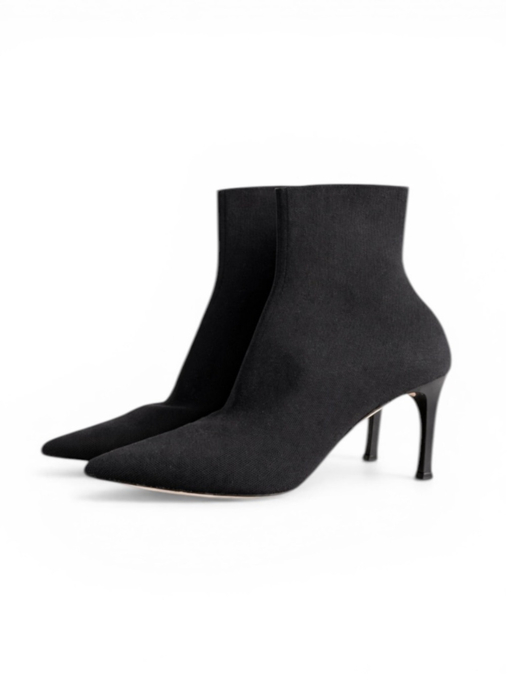 MM LaFleur Black Knit Sock Booties Heels Size 39.5 Pointed Toe Stiletto Italy